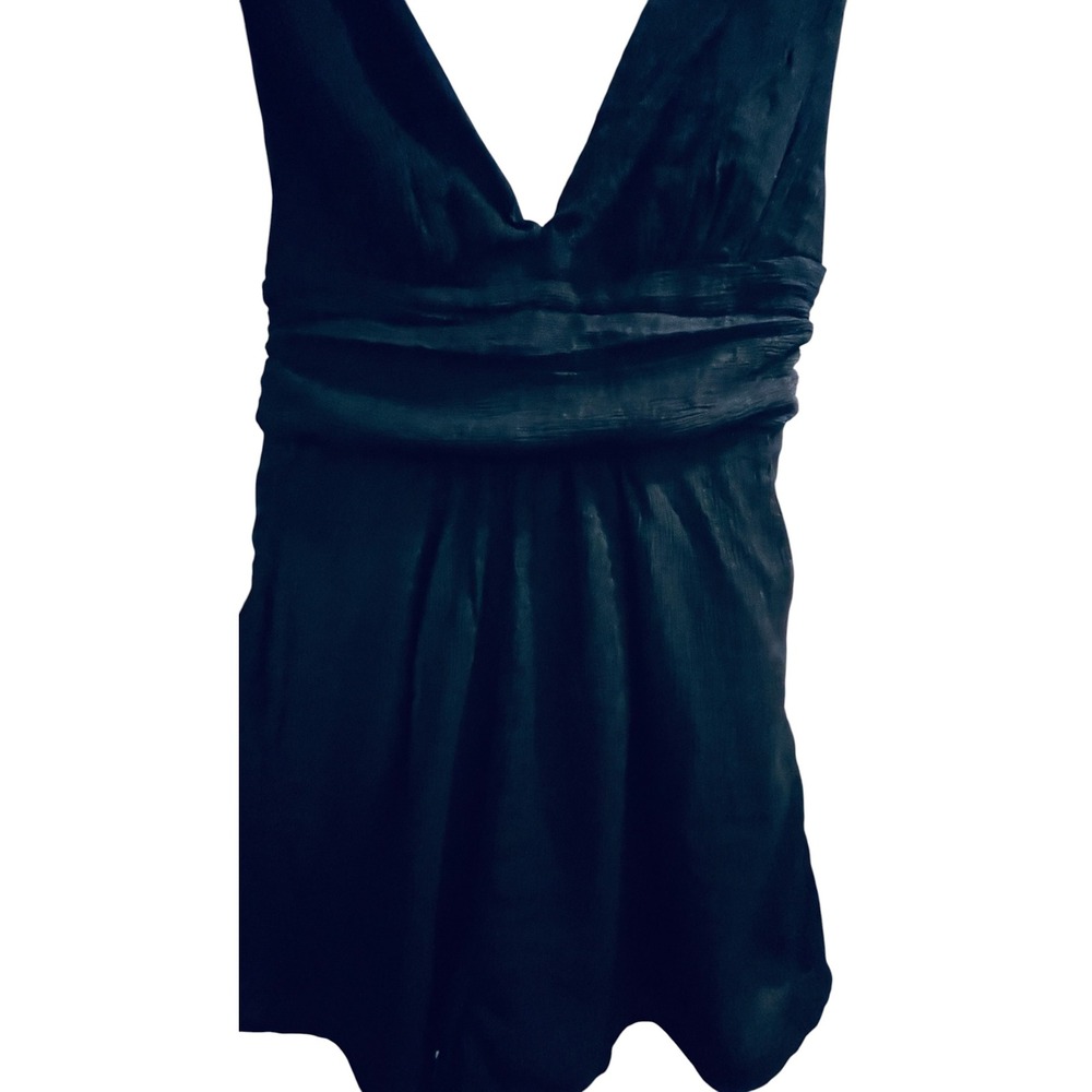 One Clothing Los Angeles Black Deep V-Neck Romper Smocked Back Shoulder Ties S - Picture 6 of 14